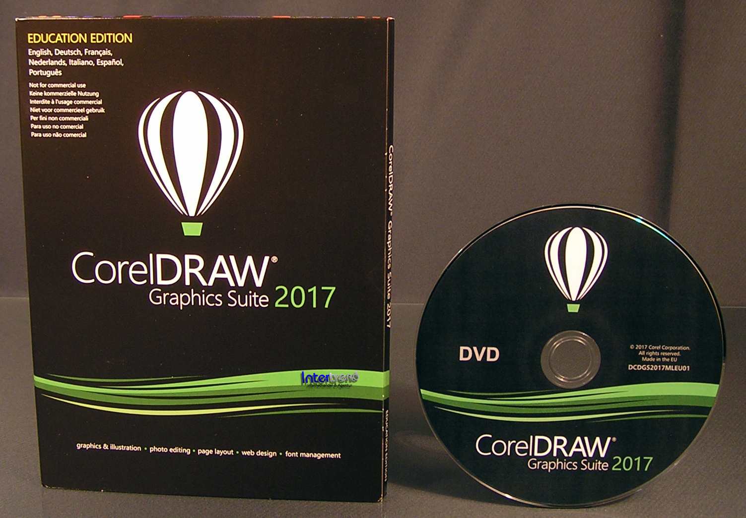 Corel Draw Graphics Suite 2017 Vollversion Box DVD Cliparts VBA